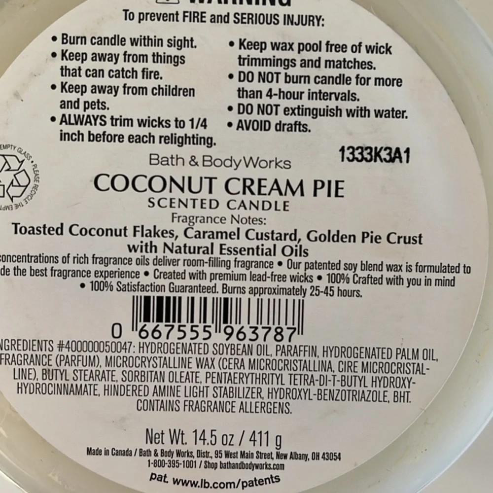 Bath & Body Works Coconut Cream Pie Candle